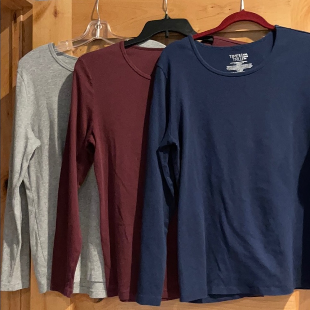 Long Sleeve Tops Shirts 3 Ladies XL Blue Gray Maroon Women’s